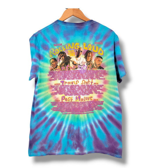 Rolling Loud Travis Scott Post Malone ASAP Miami 2021 Tie Dye Rapper T-Shirt - Picture 2 of 12